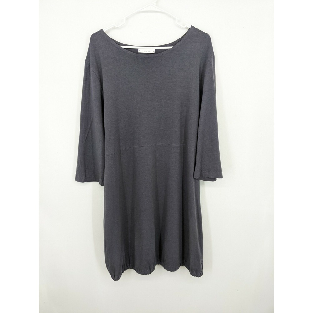 Bryn‎ Walker Tie Waist Midi 3/4 Sleeve Dress Grey Lagenlook Boho Oversized Small
